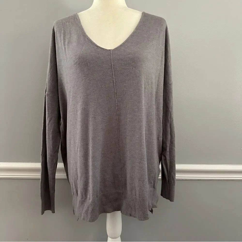VILA MILANO Women’s Grey Dolman Sleeve Pullover Sweater Sz L